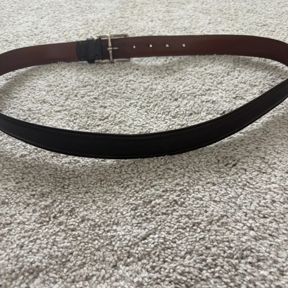 Coach Mens Dark Brown Genuine Calfskin Leather Belt Solid Brass Buckle 36in 90cm